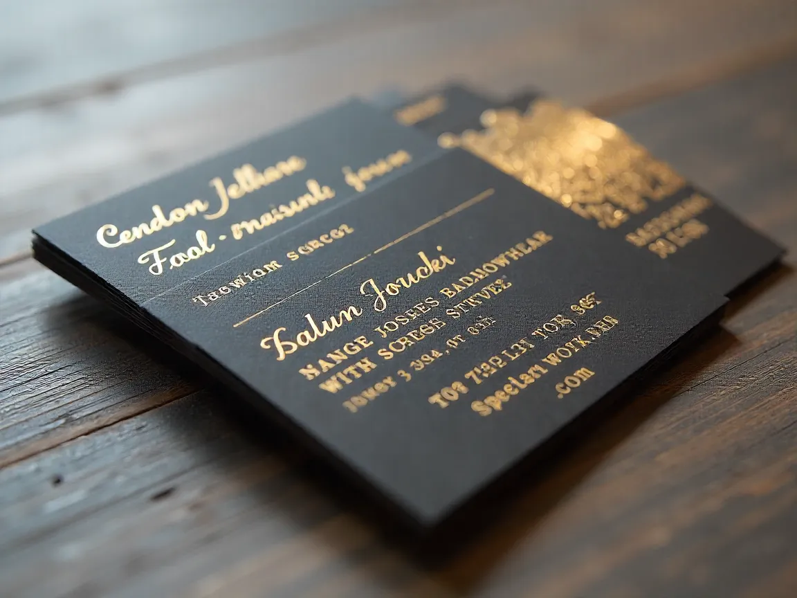 Premium business card samples showing various paper types and finishes